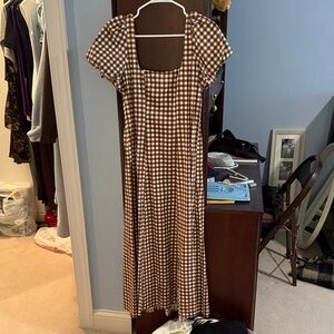 Brown Checkered Women's Dress